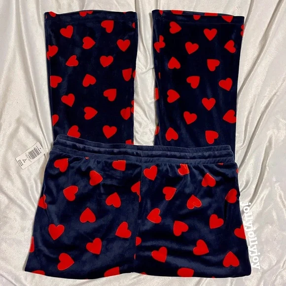 SET: Torrid Velour Hearts Navy & Red Zip Front Sleep Hoodie/Bootcut Pants 2X - Picture 14 of 16